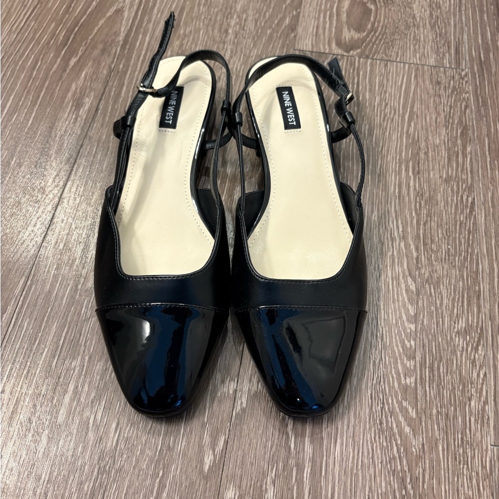Nine West Black Patent Slingback Flats
